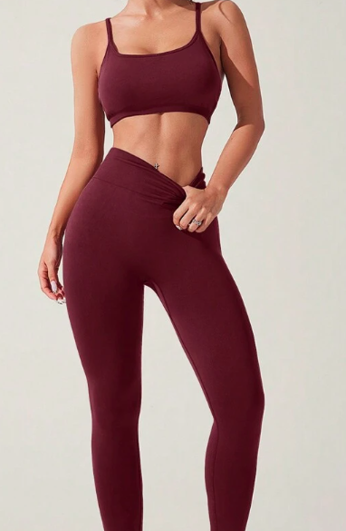 Ladies Burgundy Gym Set