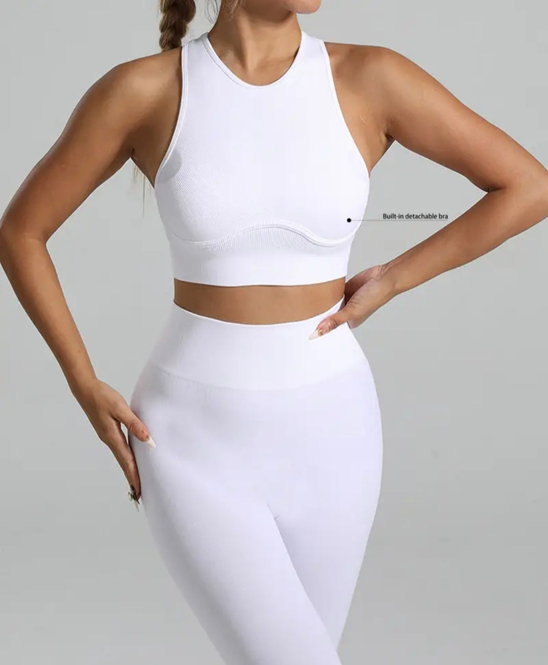 Seamless Sculpt Gym Set – White (2-Piece)