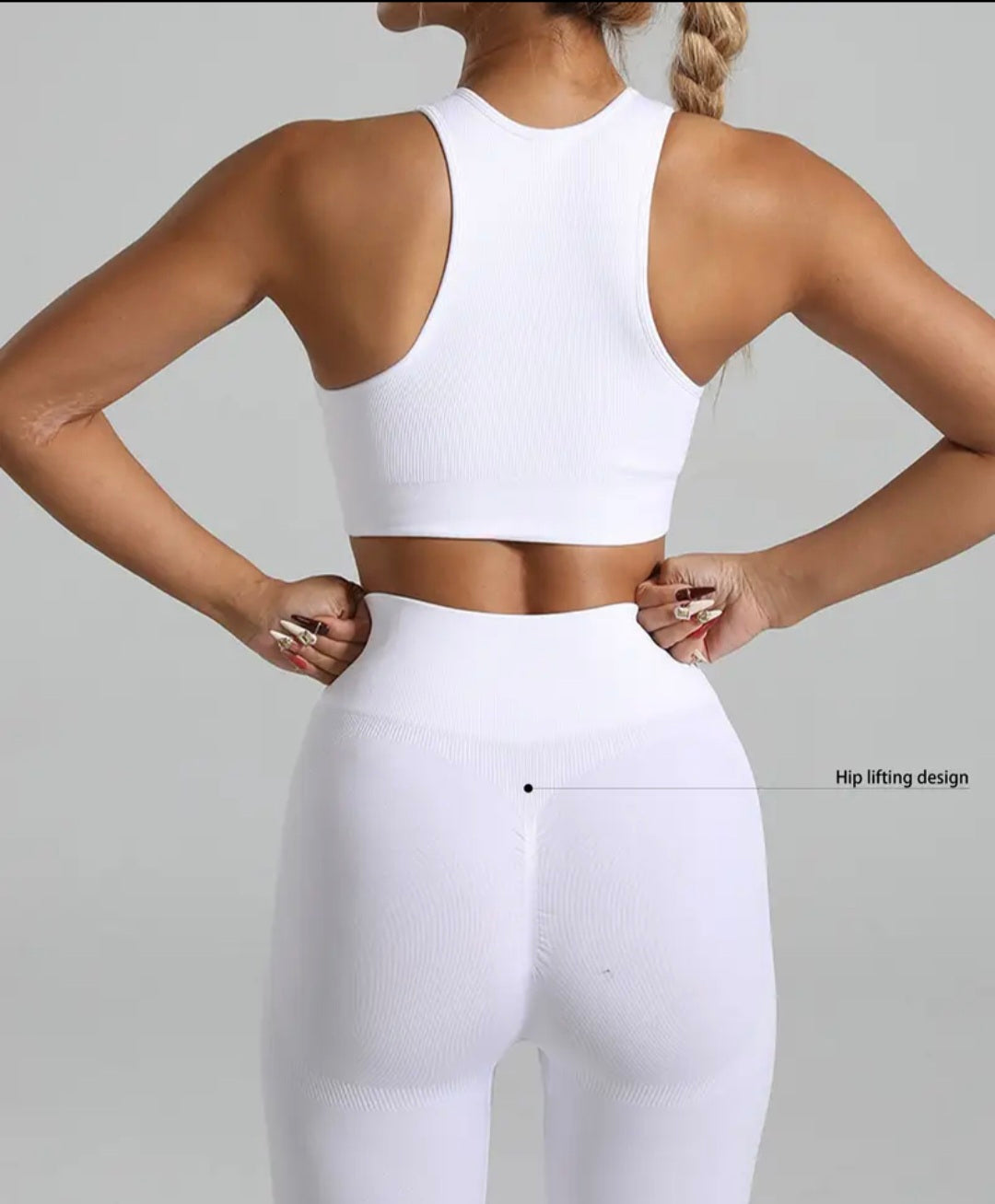 Seamless Sculpt Gym Set – White (2-Piece)