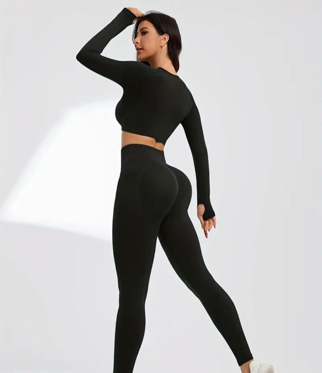 Seamless Sculpt Gym Set – Black (2-Piece)